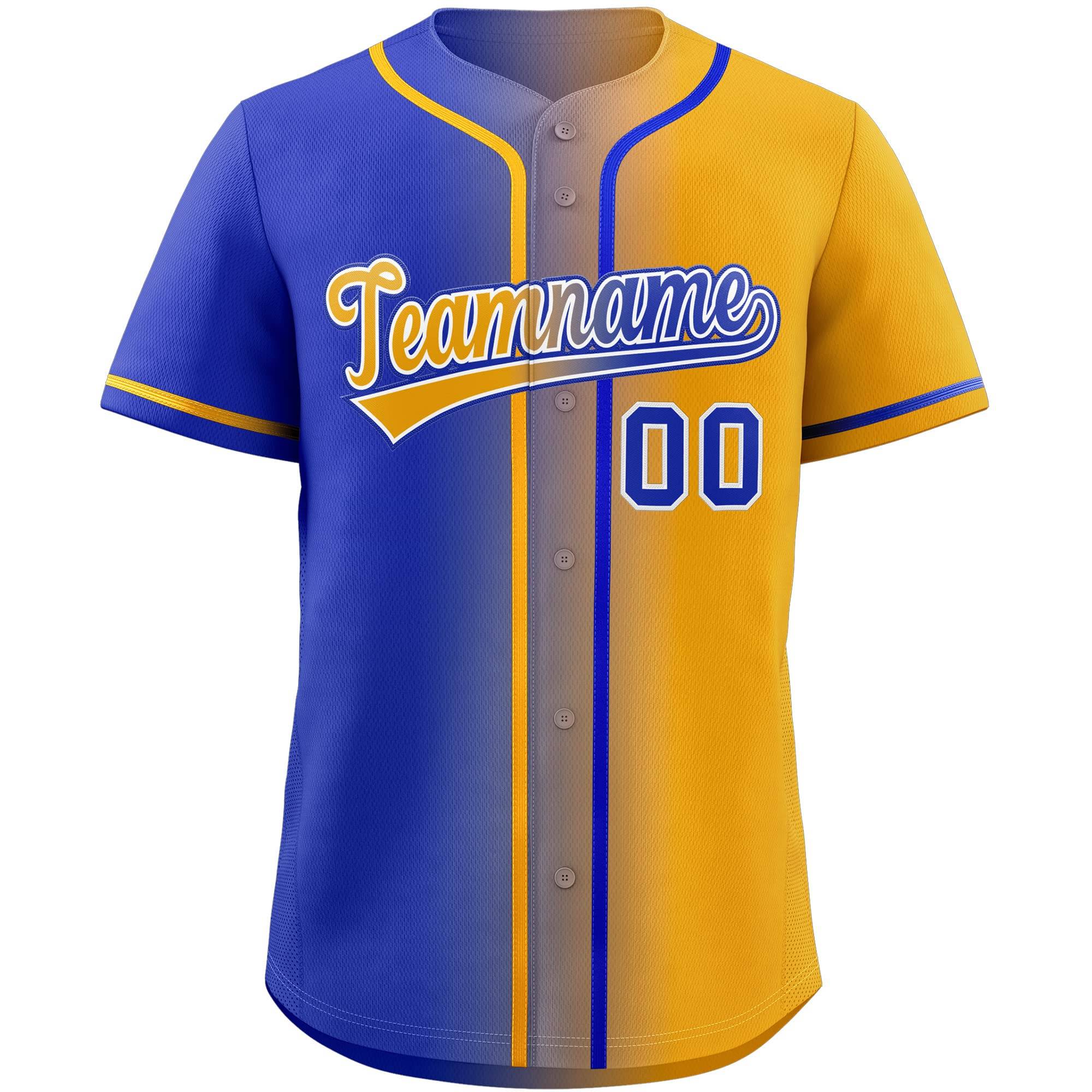 Custom Royal & Yellow Gradient Fashion Baseball Jersey