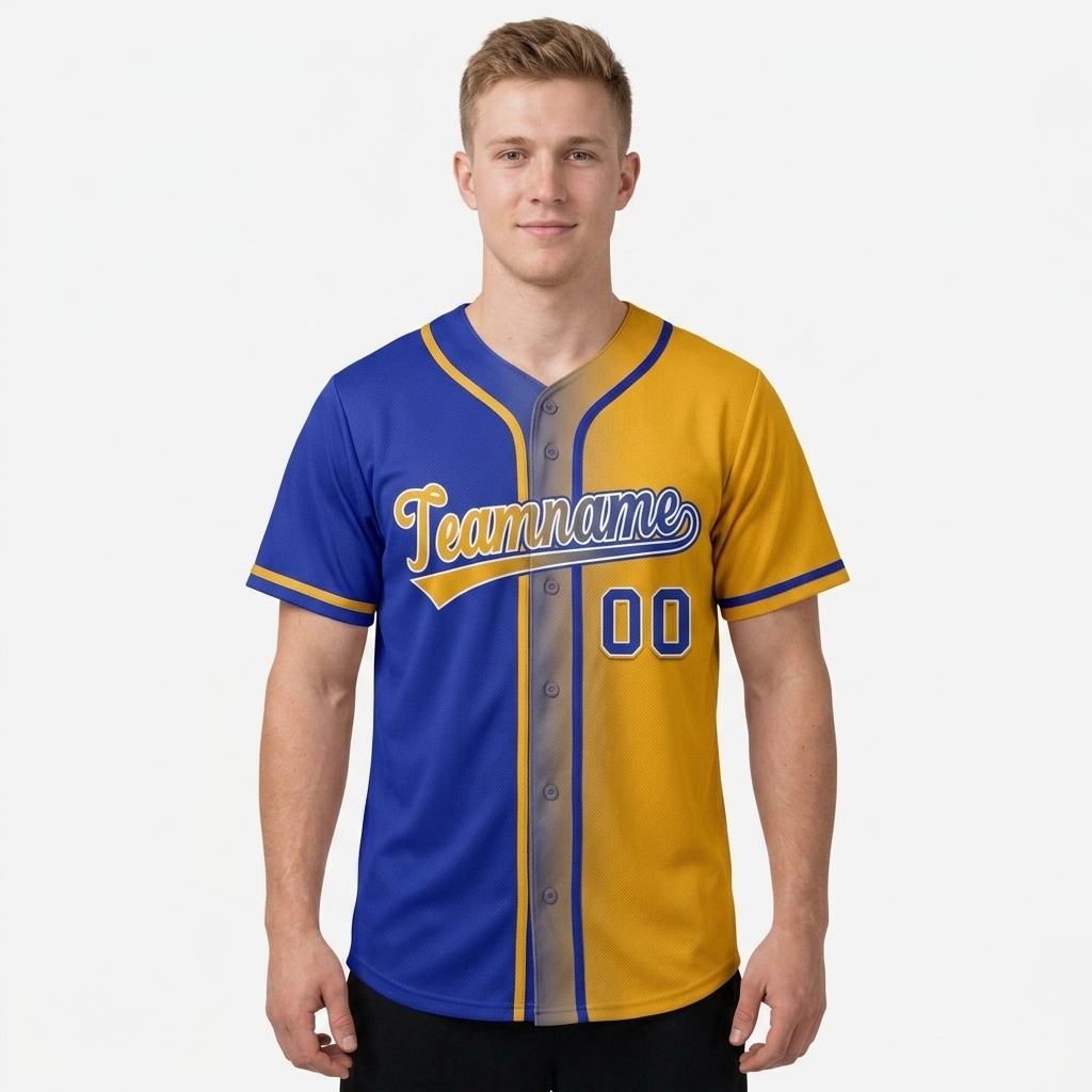 Custom Royal & Yellow Gradient Fashion Baseball Jersey