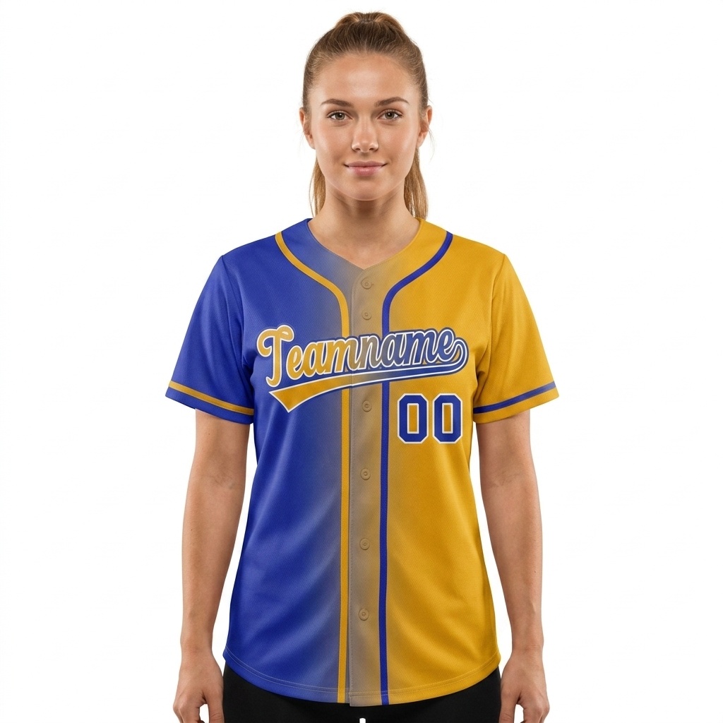 Custom Royal & Yellow Gradient Fashion Baseball Jersey