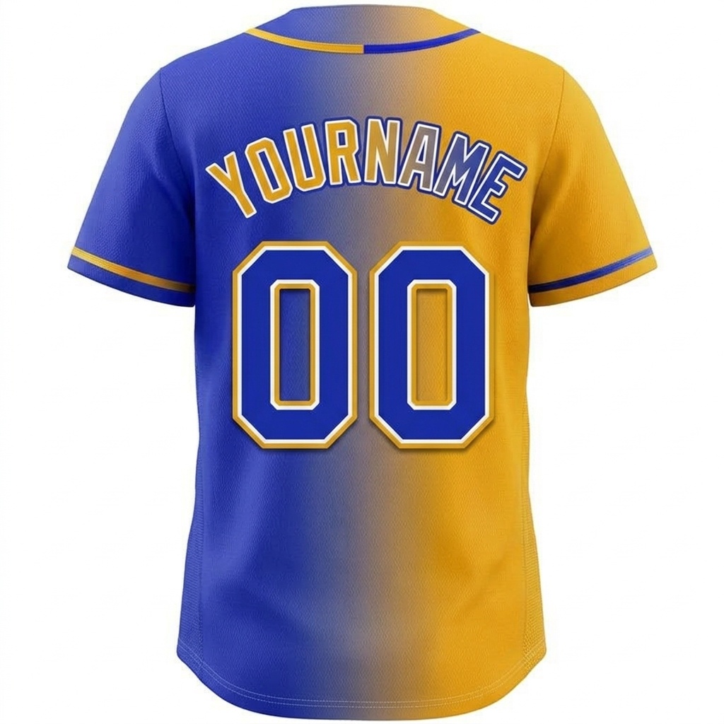 Custom Royal & Yellow Gradient Fashion Baseball Jersey