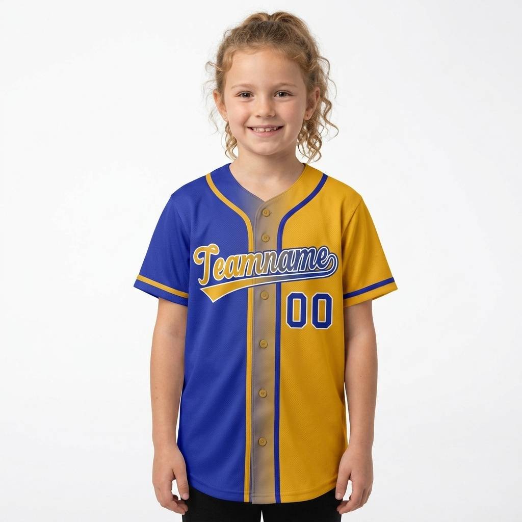 Custom Royal & Yellow Gradient Fashion Baseball Jersey