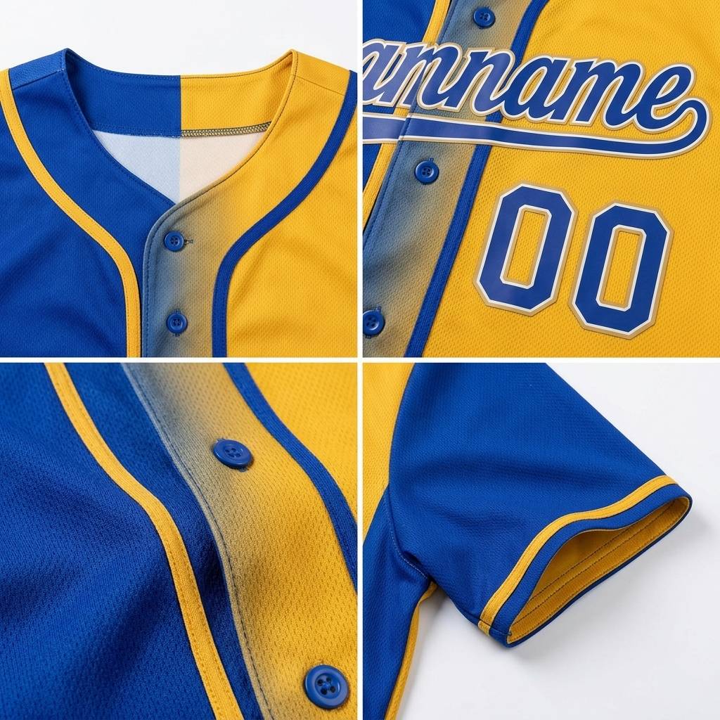 Custom Royal & Yellow Gradient Fashion Baseball Jersey