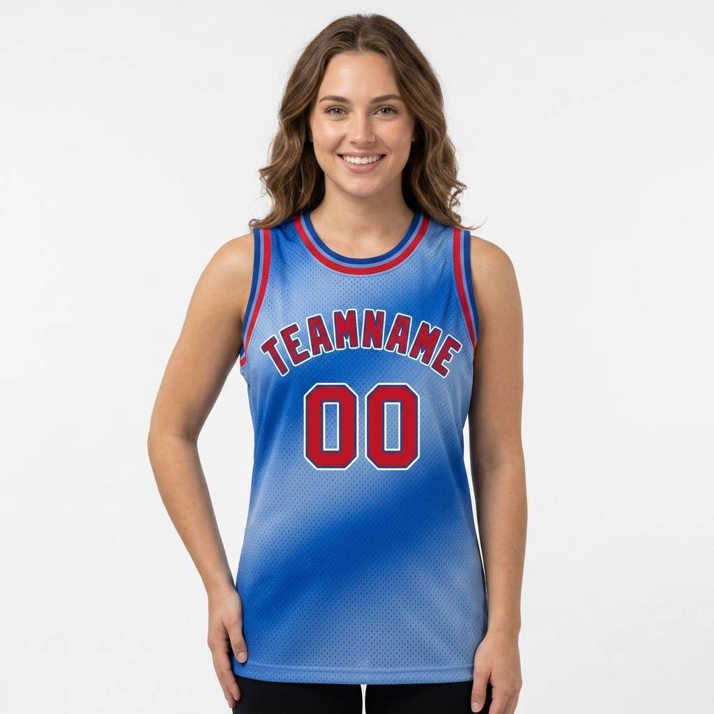 Custom Sky Blue & Red-White Basketball Gradient Fashion City Edition Jersey