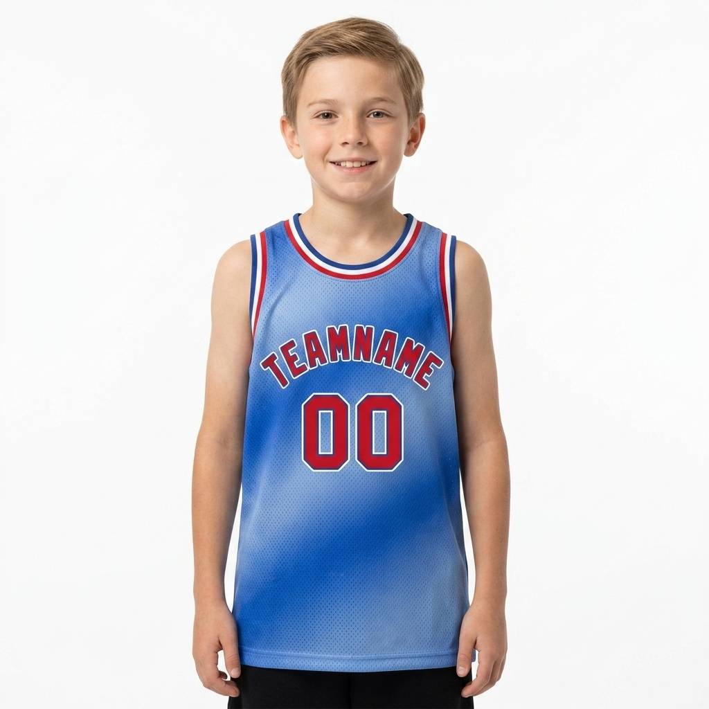 Custom Sky Blue & Red-White Basketball Gradient Fashion City Edition Jersey