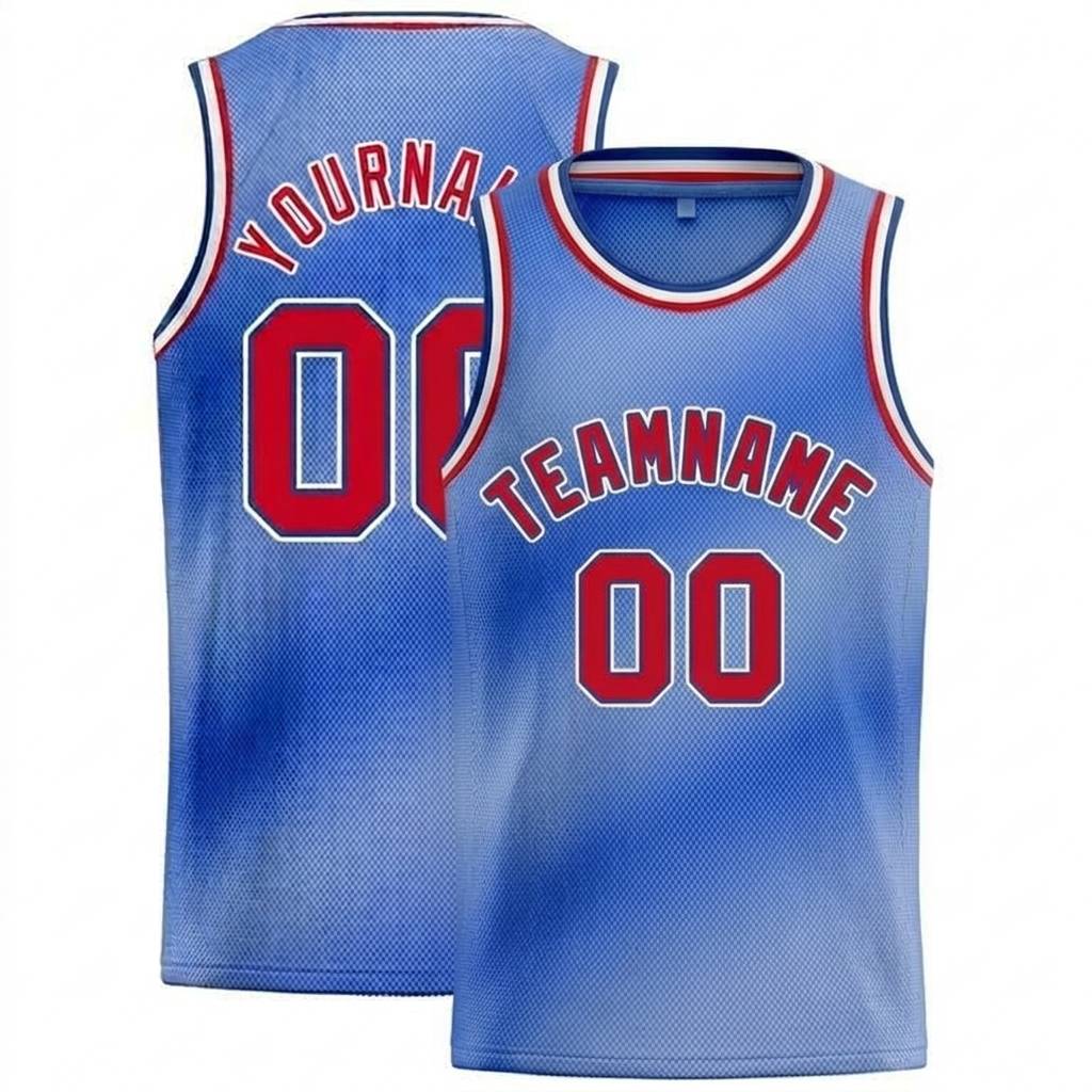 Custom Sky Blue & Red-White Basketball Gradient Fashion City Edition Jersey