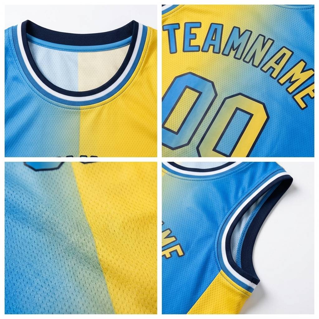 Custom Blue & Yellow-Black Basketball Gradient Fashion City Edition Jersey
