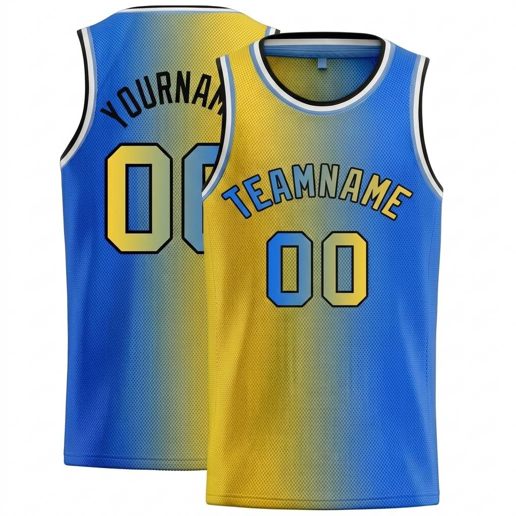Custom Blue & Yellow-Black Basketball Gradient Fashion City Edition Jersey
