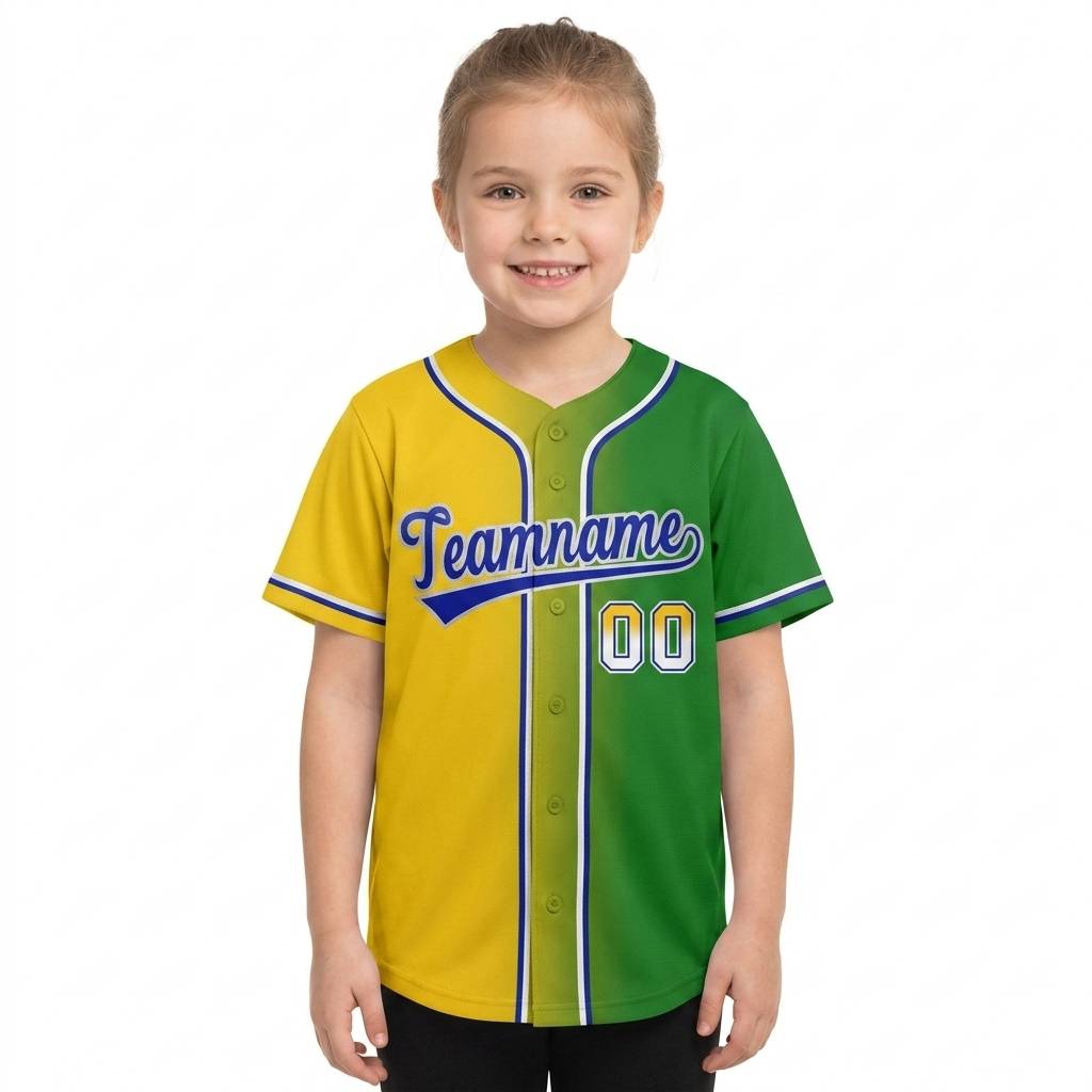 Custom Yellow & Green/White Gradient Fashion Baseball Jersey