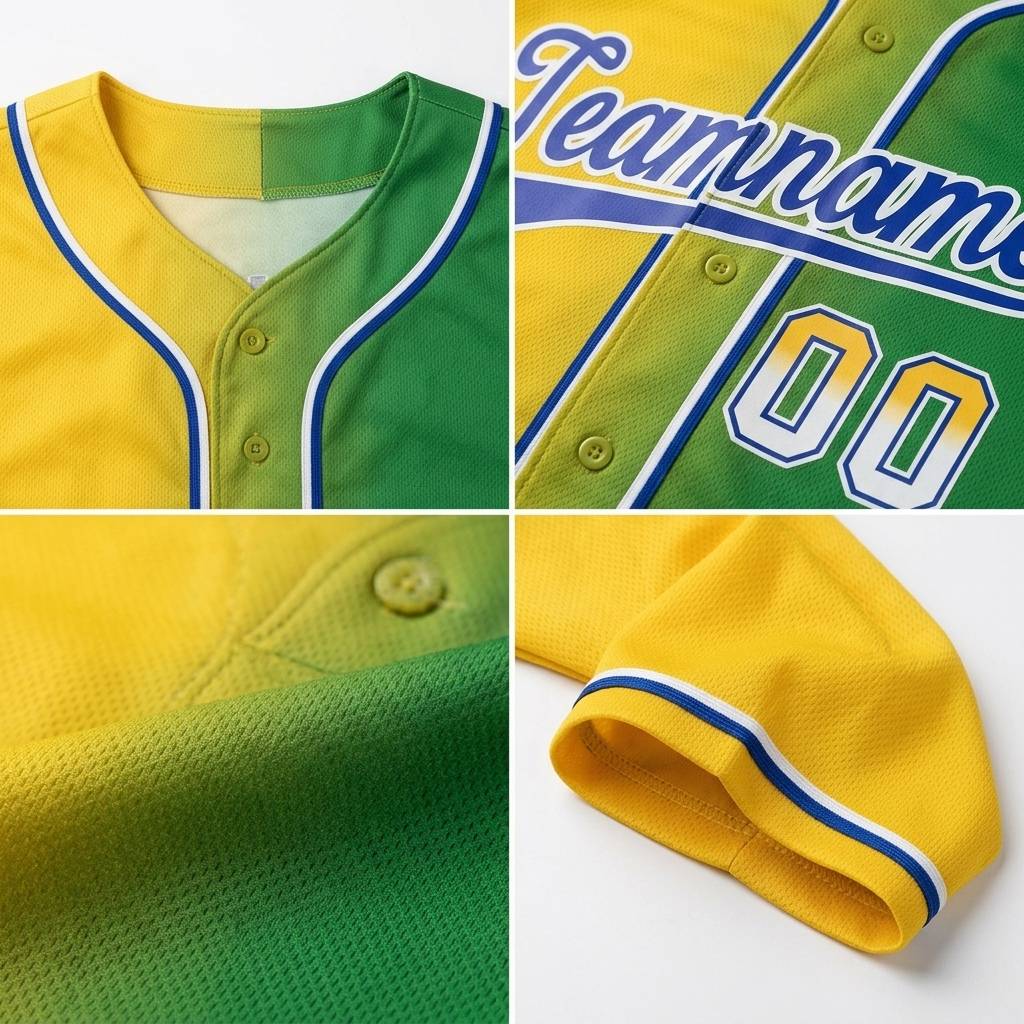 Custom Yellow & Green/White Gradient Fashion Baseball Jersey
