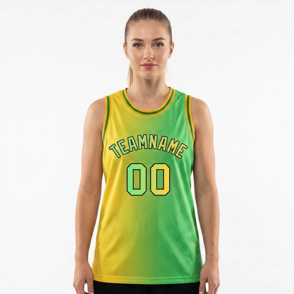Custom Yellow & Neon Green-Black Basketball Gradient Fashion City Edition Jersey