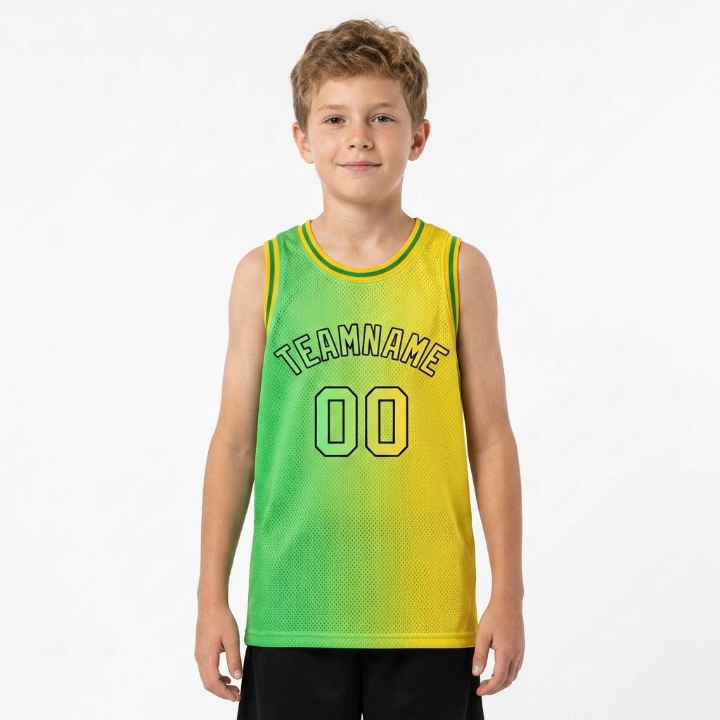 Custom Yellow & Neon Green-Black Basketball Gradient Fashion City Edition Jersey