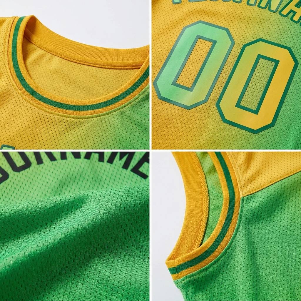 Custom Yellow & Neon Green-Black Basketball Gradient Fashion City Edition Jersey