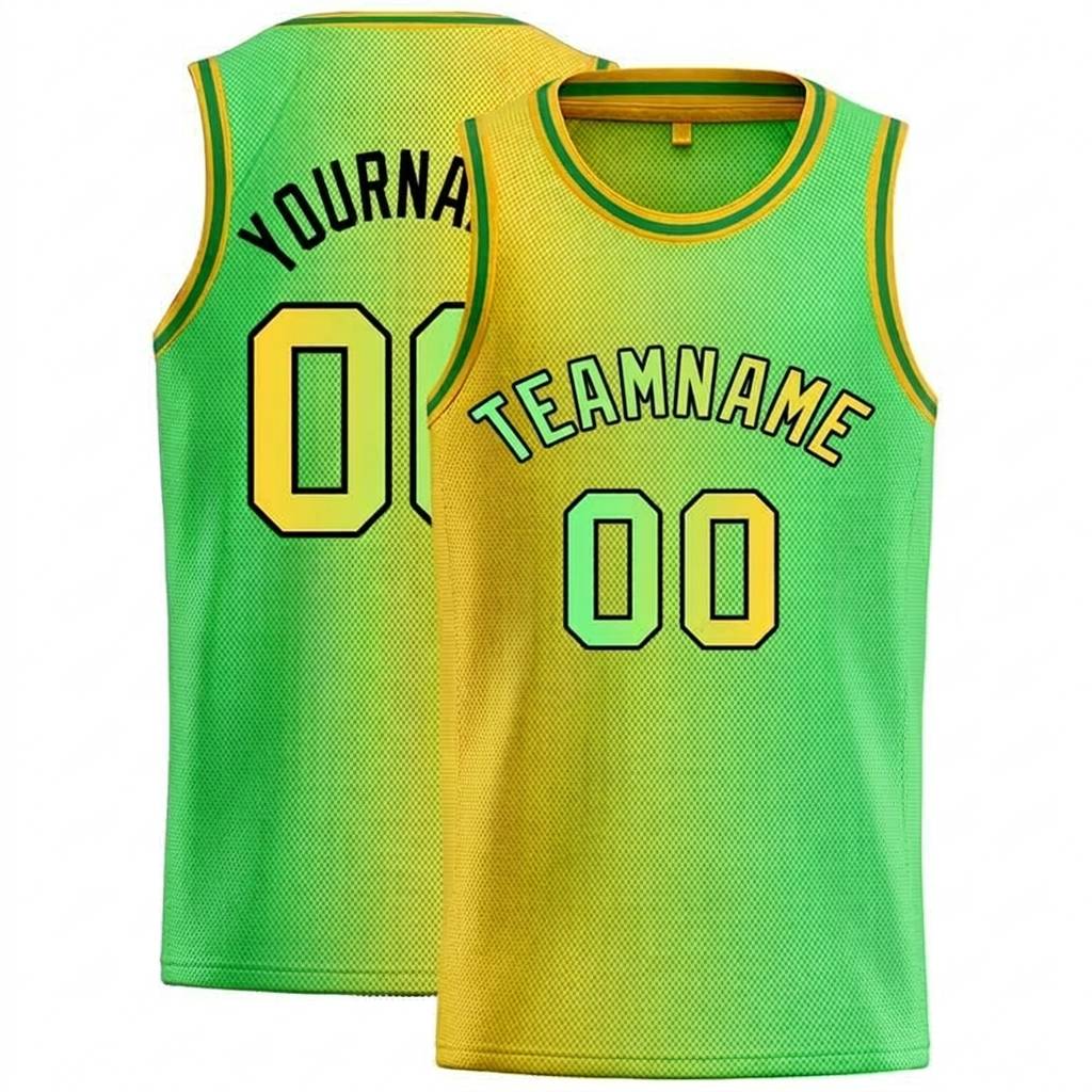 Custom Yellow & Neon Green-Black Basketball Gradient Fashion City Edition Jersey