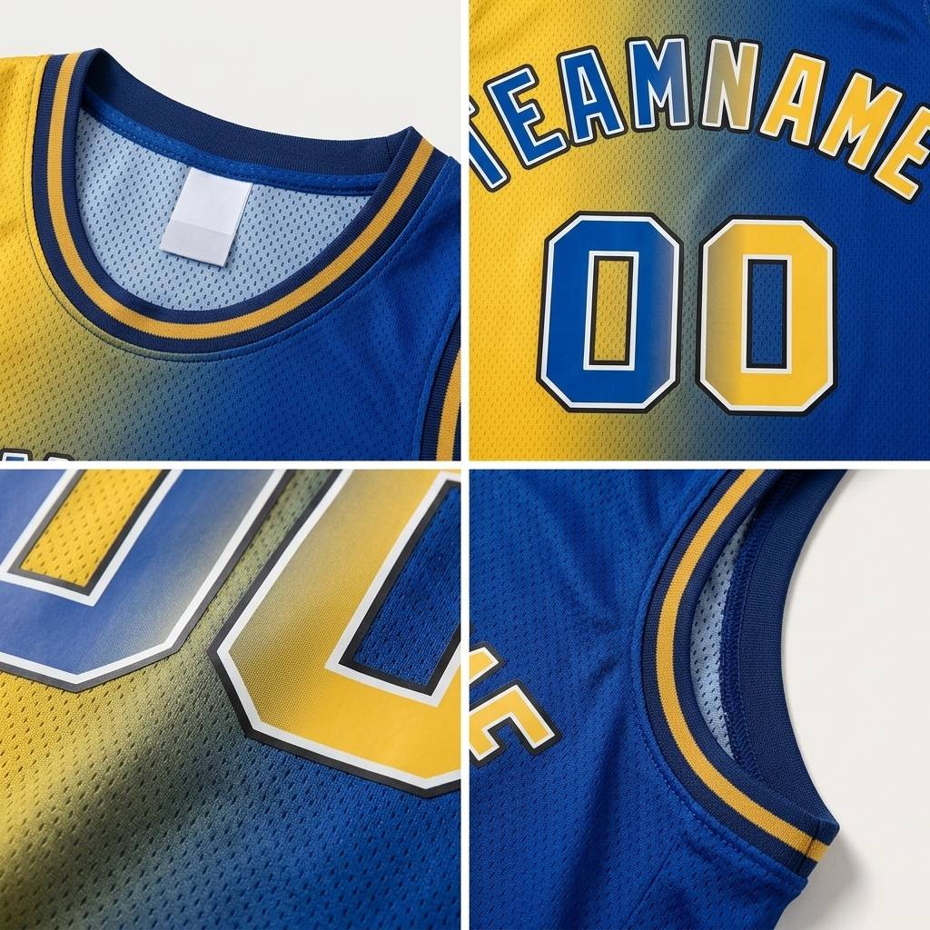 Custom Yellow & Royal-Black Basketball Gradient Fashion City Edition Jersey