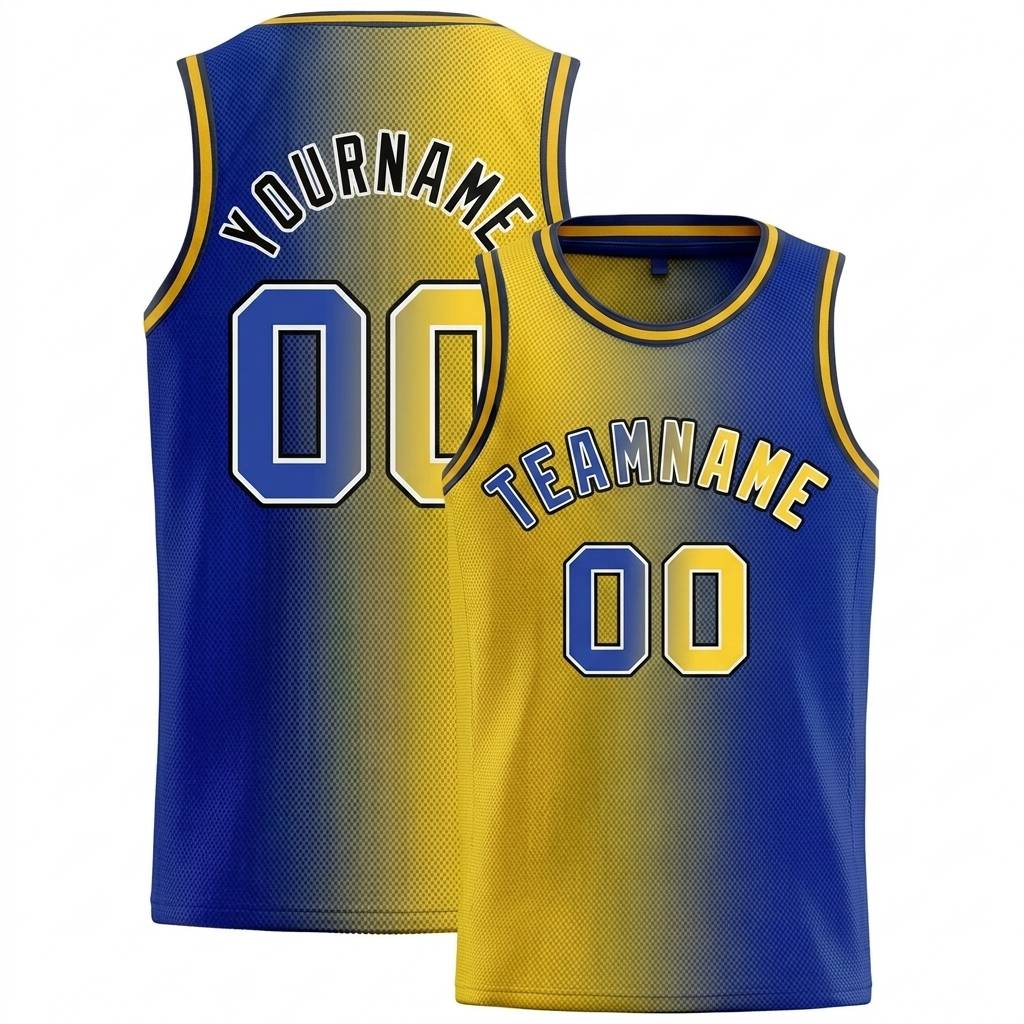Custom Yellow & Royal-Black Basketball Gradient Fashion City Edition Jersey