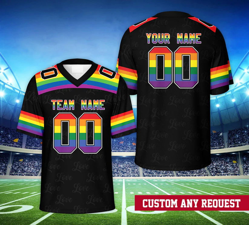 Personalized Name Number Pride Month Football Jersey