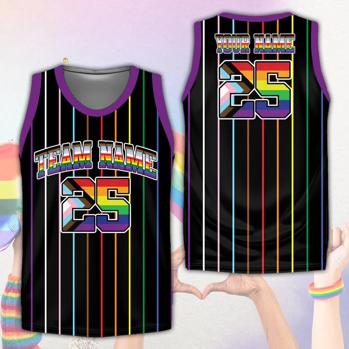 Personalized Name LGBT Pride Month Basketball Jersey