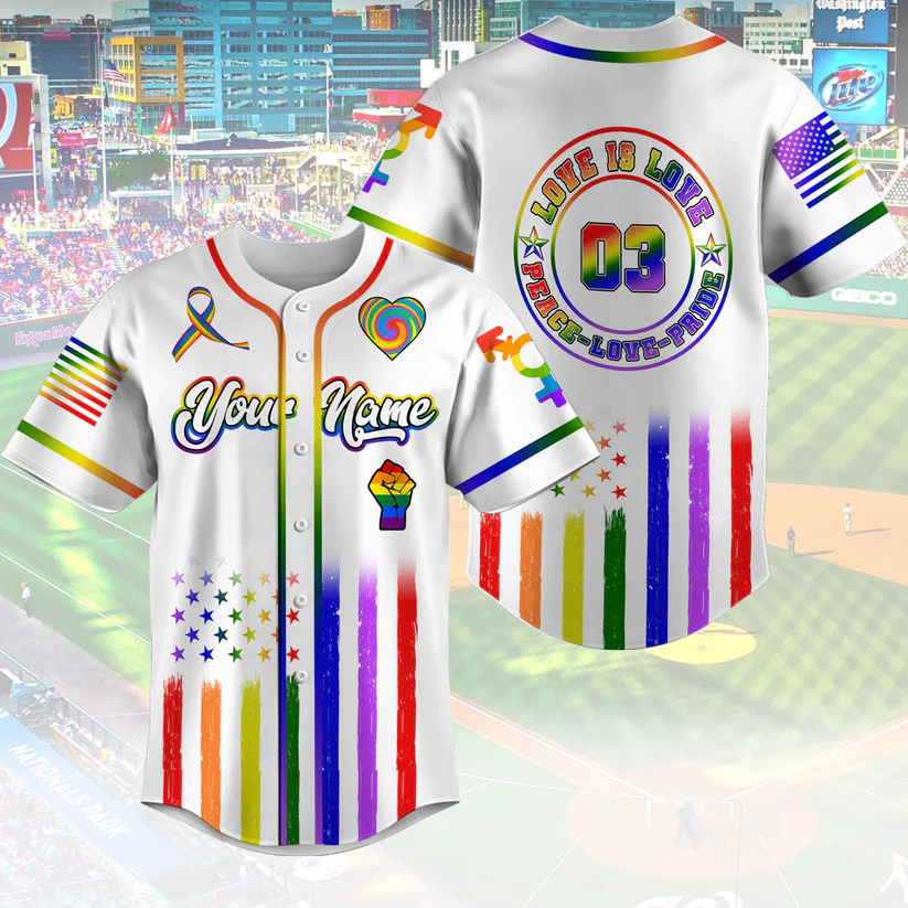 Custom LGBTQ Pride Month Baseball Jersey with Team name Name Number