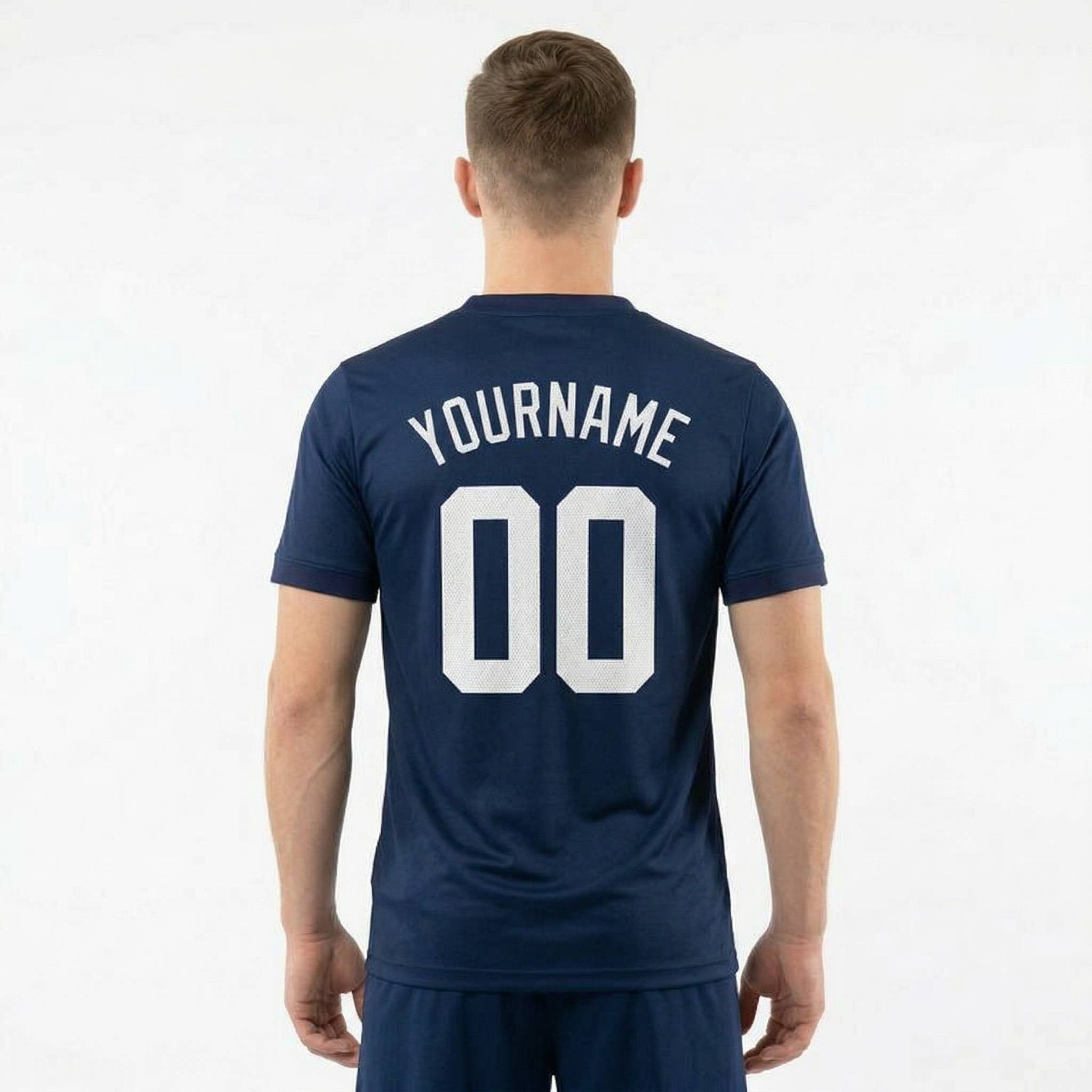 Custom Navy & Red/White Custom Soccer Jersey