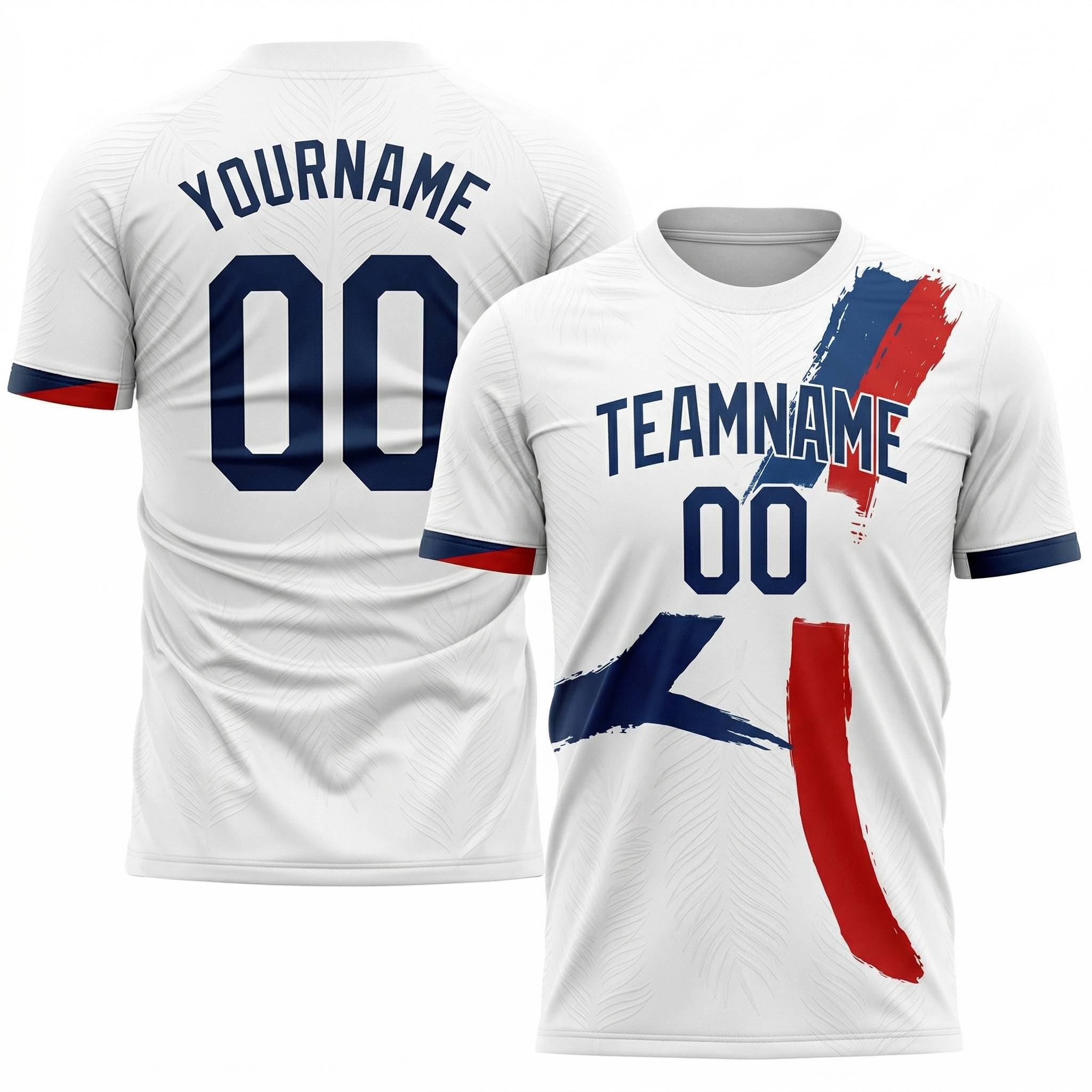 Custom White & Red/Navy Custom Soccer Jersey