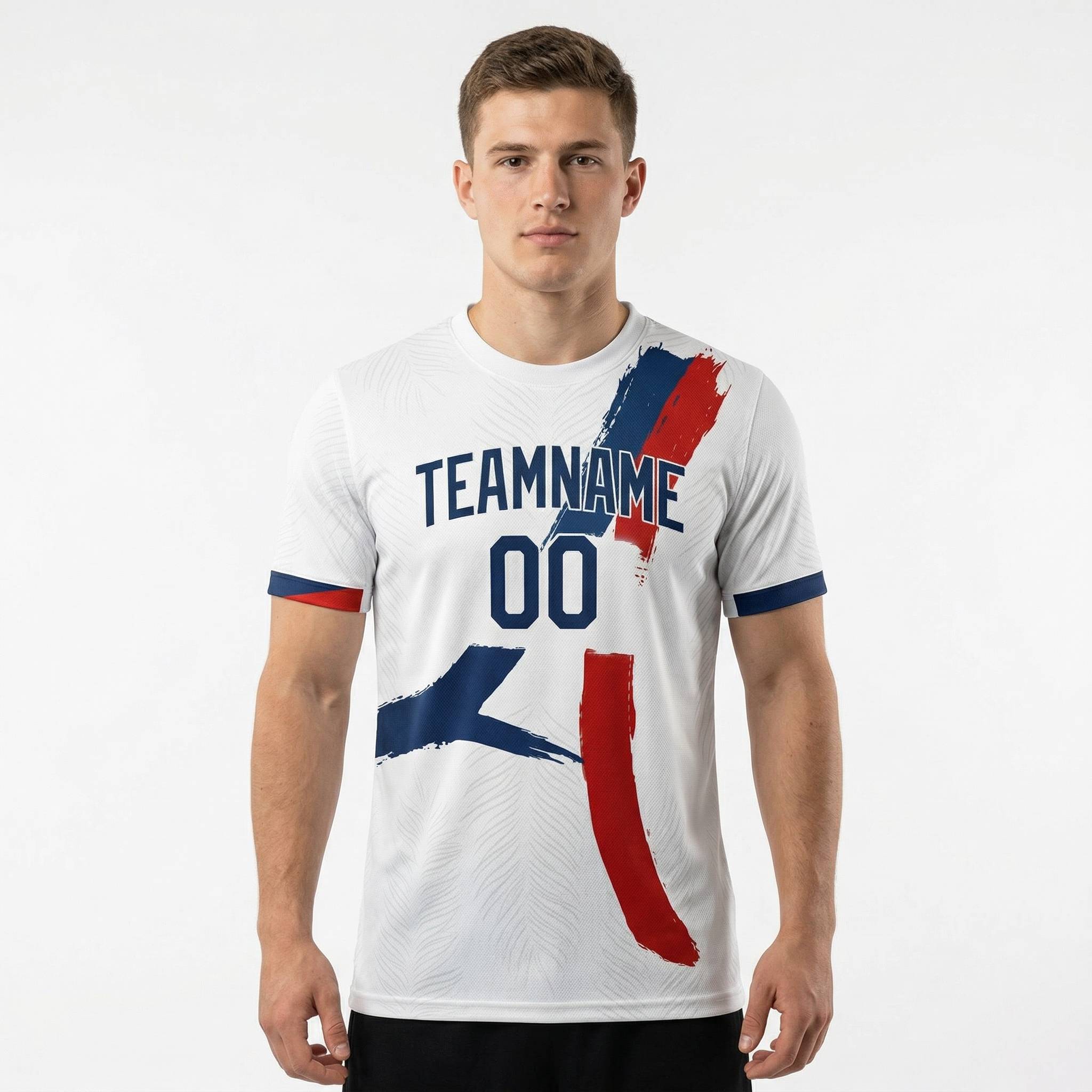 Custom White & Red/Navy Custom Soccer Jersey