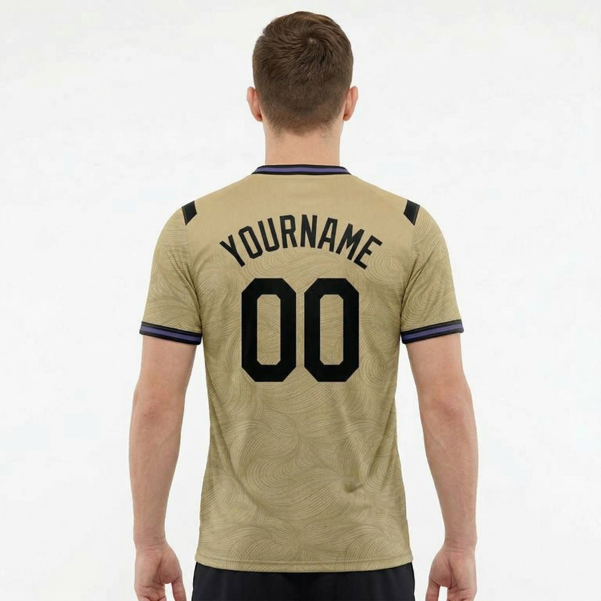 Custom Beige & Black/Blue Custom Soccer Jersey