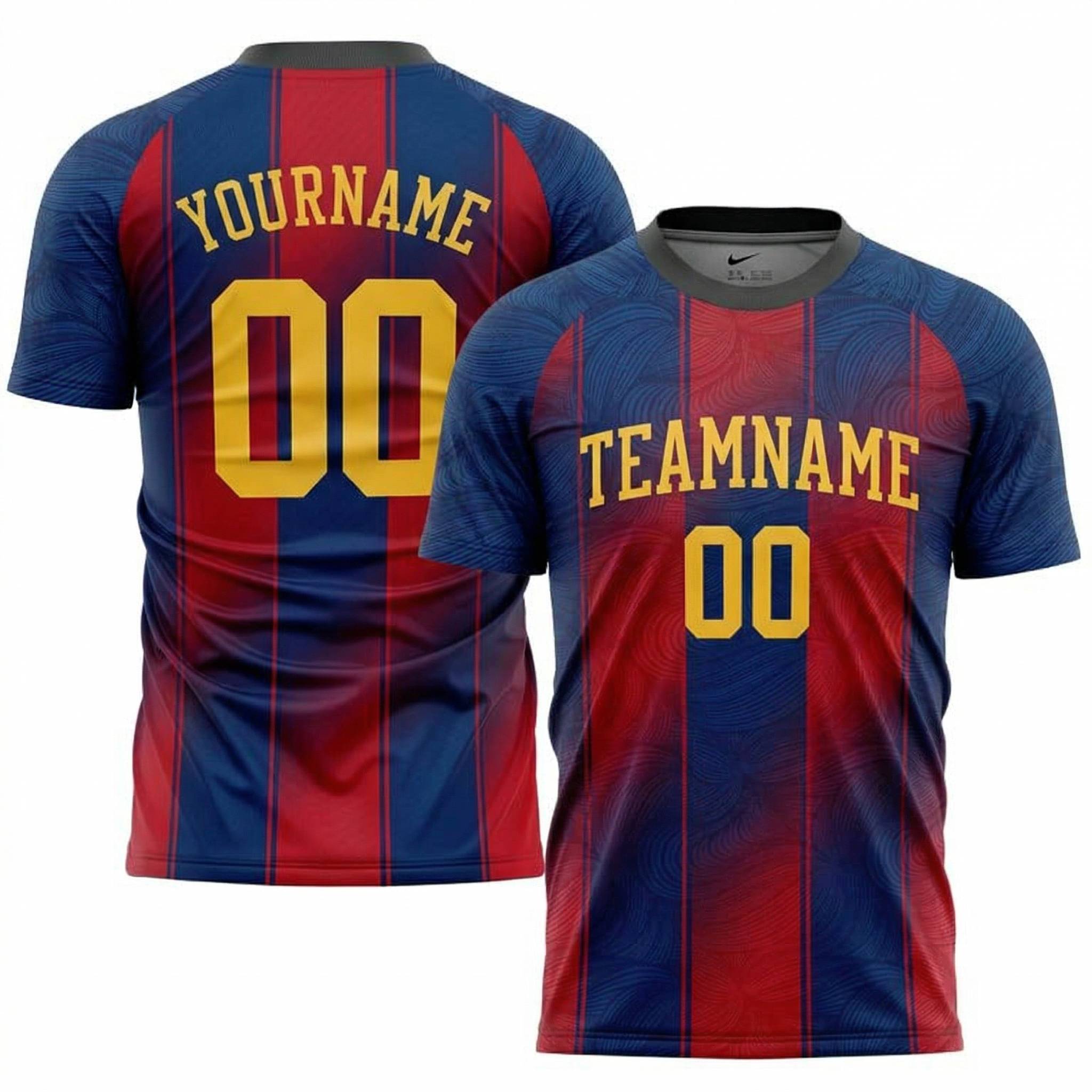 Custom Navy & Red/Yellow Custom Soccer Jersey