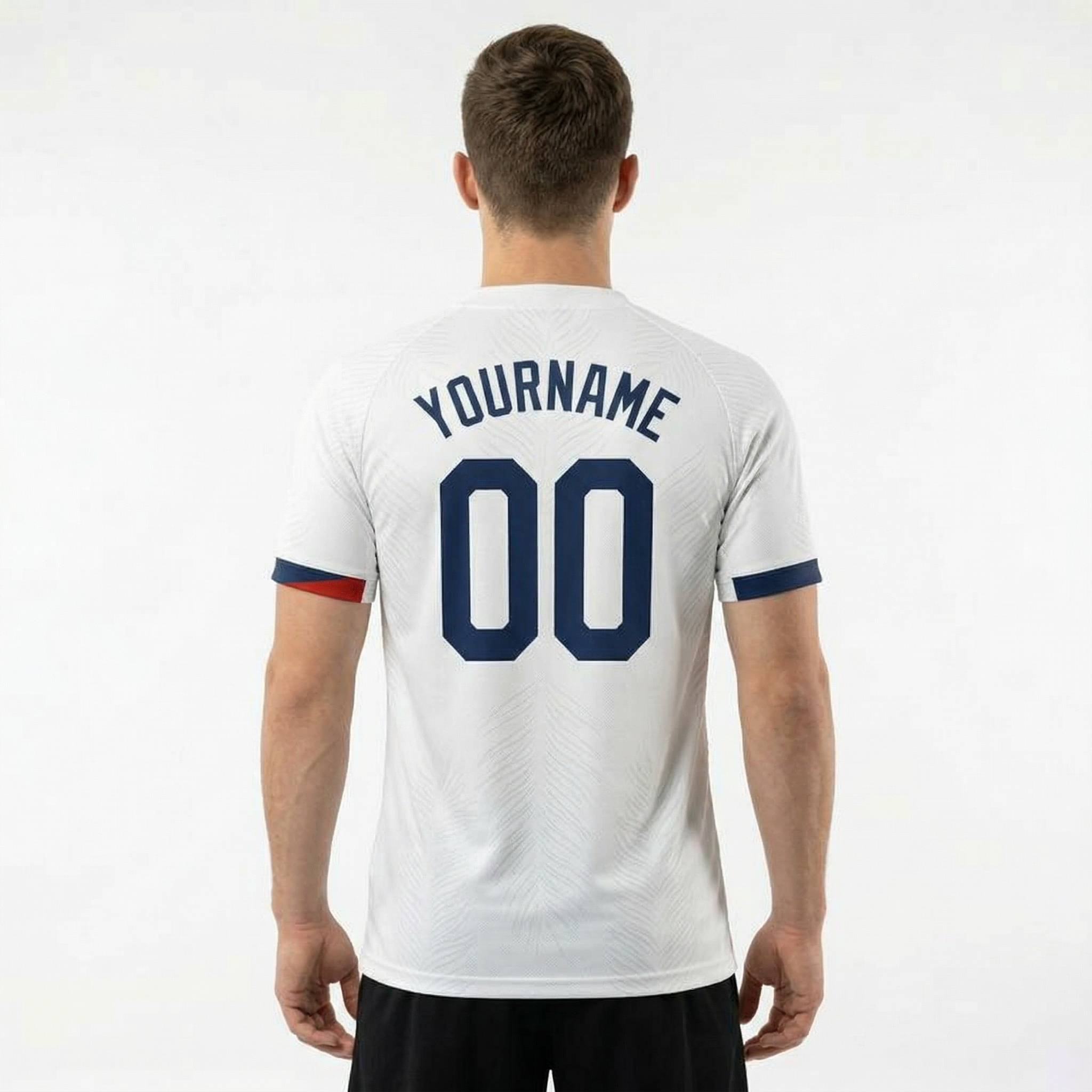 Custom White & Red/Navy Custom Soccer Jersey