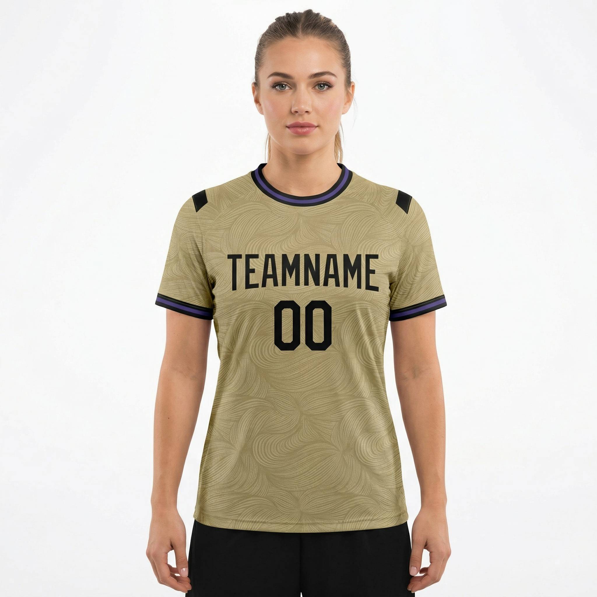 Custom Beige & Black/Blue Custom Soccer Jersey
