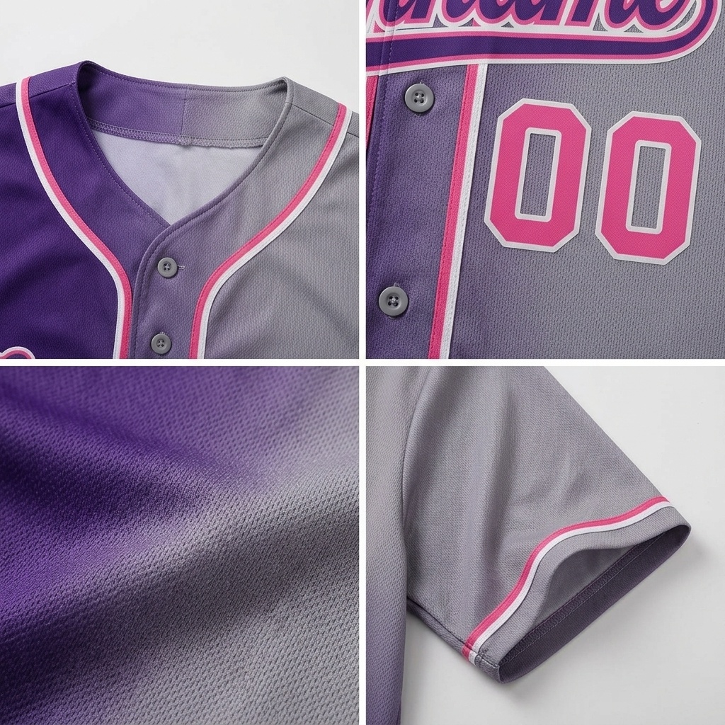 Custom Purple & Pink/White Gradient Fashion Baseball Jersey