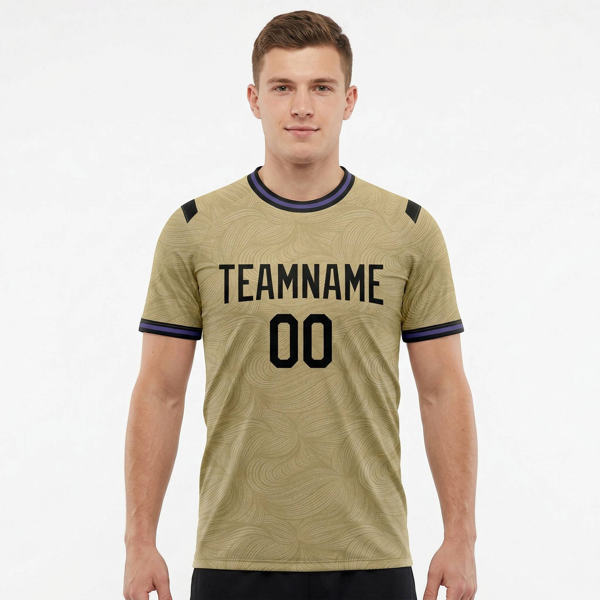 Custom Beige & Black/Blue Custom Soccer Jersey