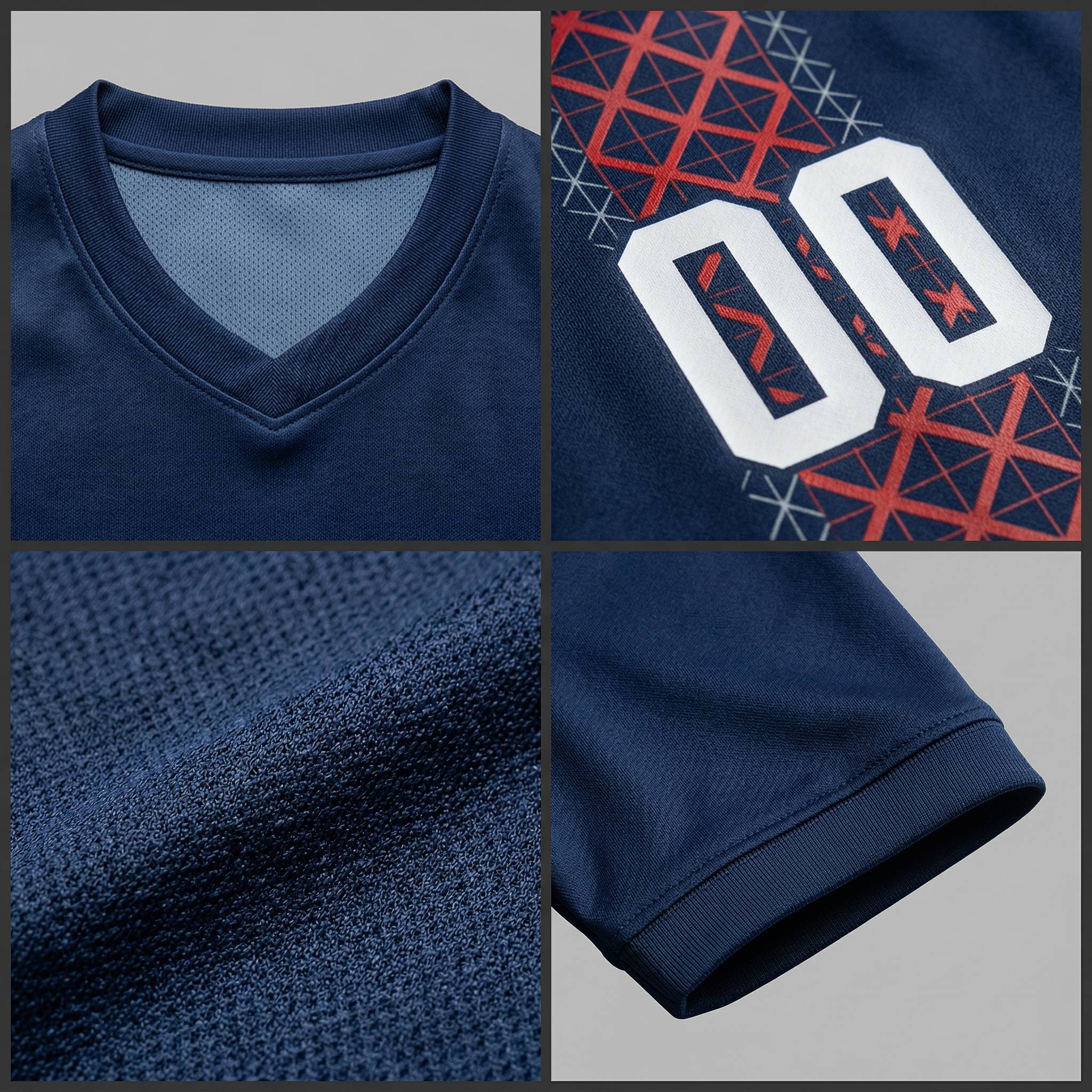 Custom Navy & Red/White Custom Soccer Jersey