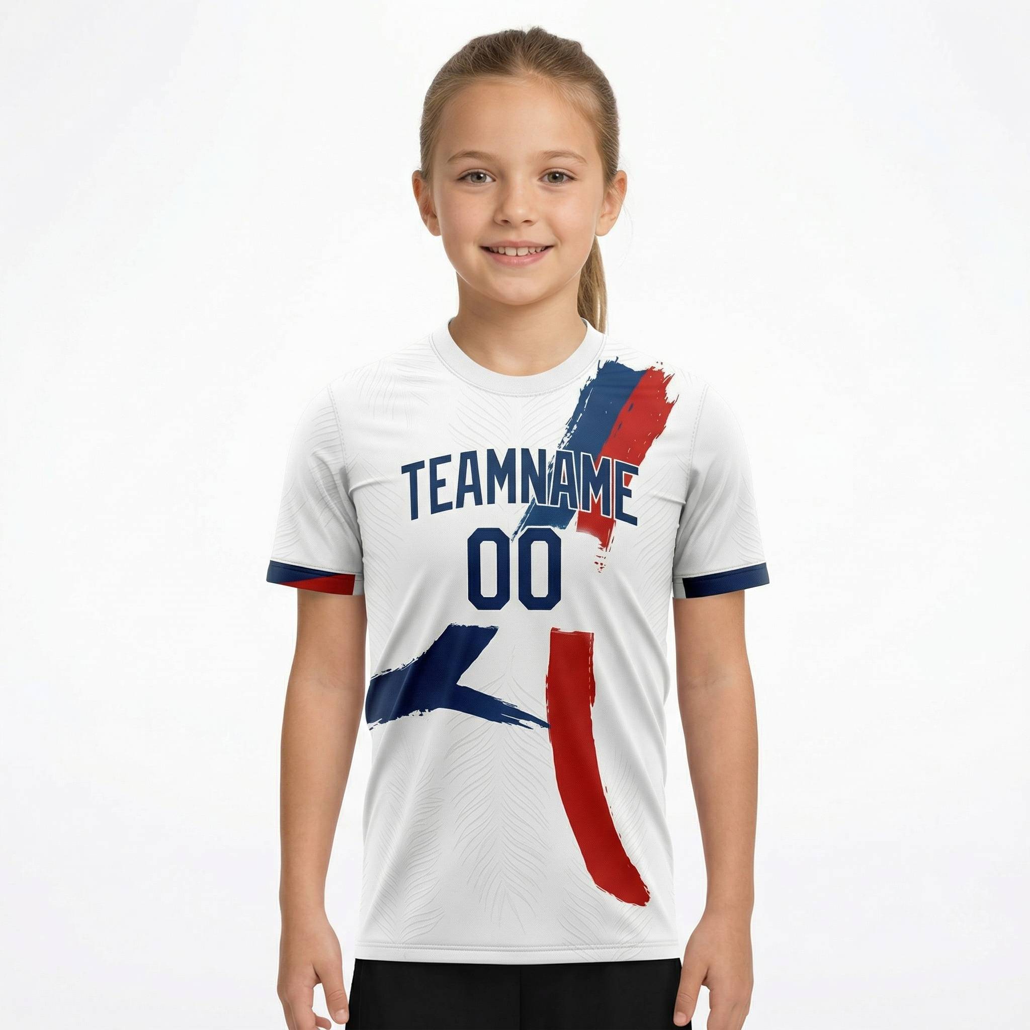 Custom White & Red/Navy Custom Soccer Jersey