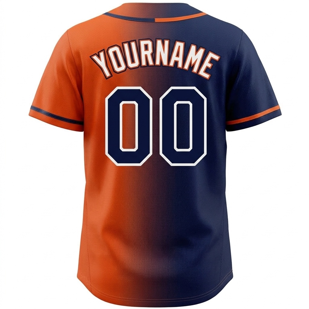 Custom Navy & Orange/White Gradient Fashion Baseball Jersey