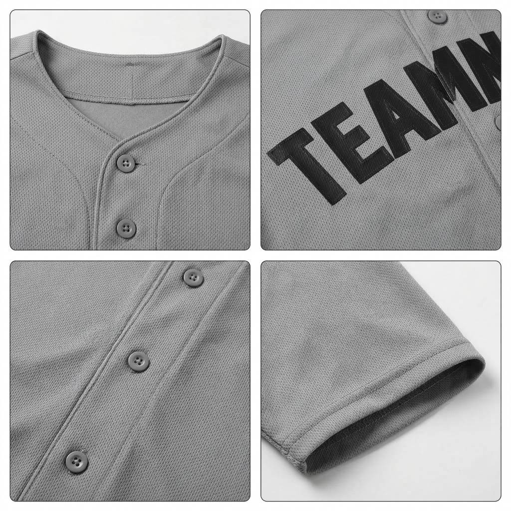 Custom Grey & Navy Blue Classic Fashion Baseball Jersey