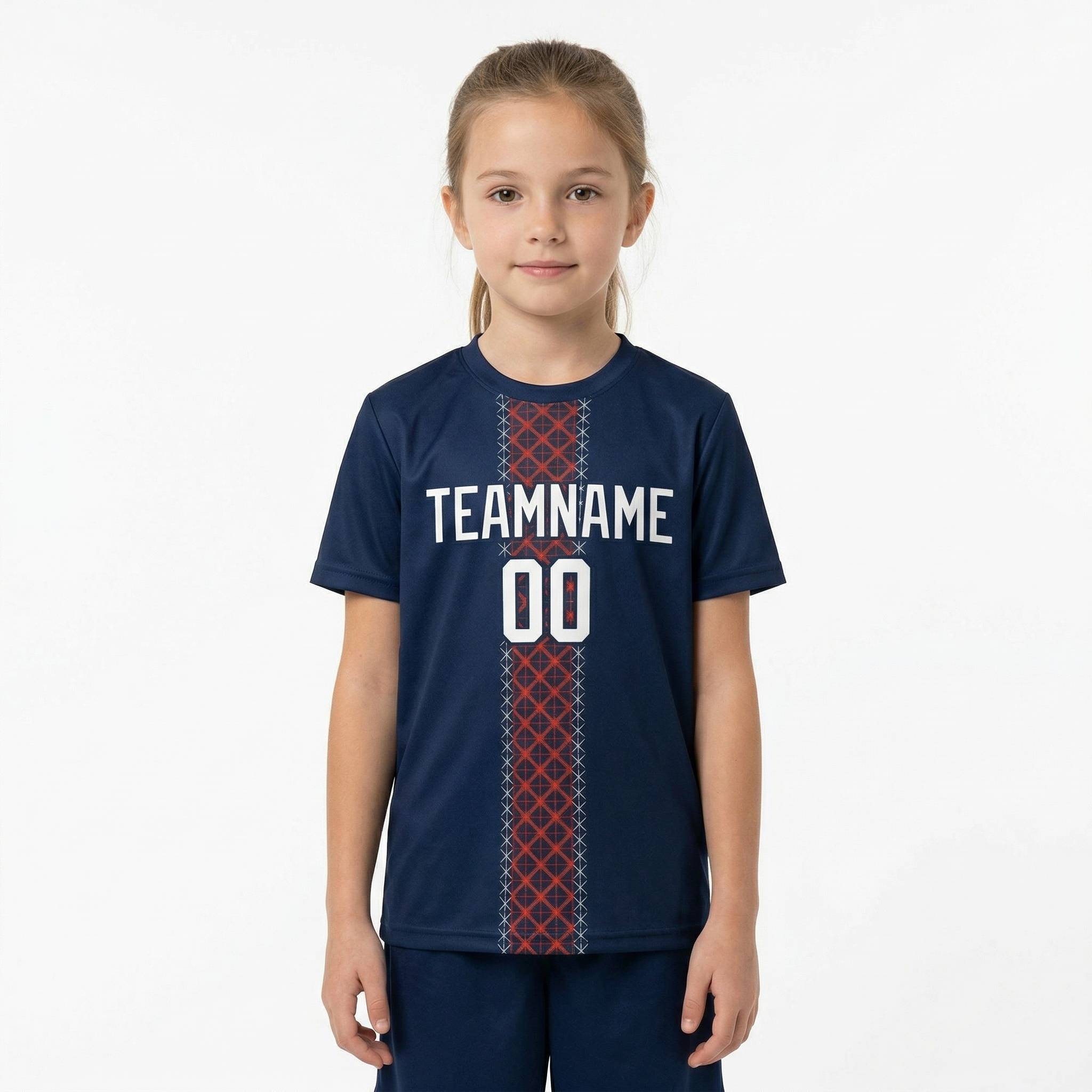 Custom Navy & Red/White Custom Soccer Jersey