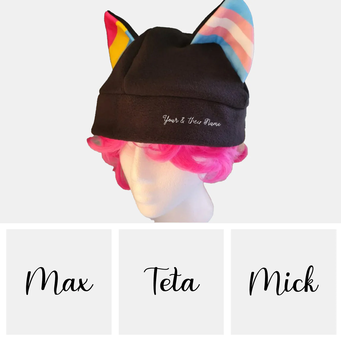 Full-size Mix and Match Cat Ear Fleece Pride Hat - More Flags In Listing