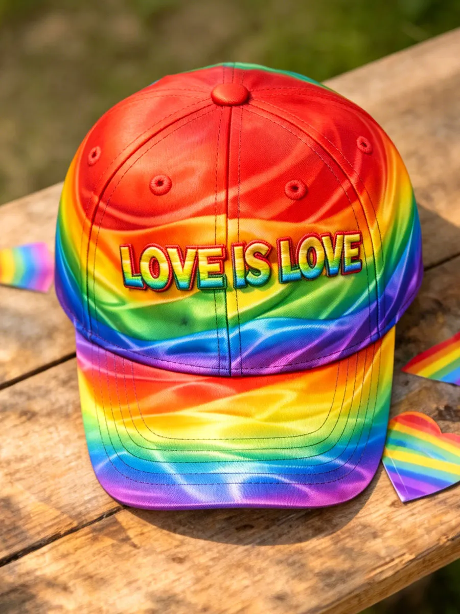 "Equality Hurts No One" Retro Rainbow Embroidered Pride Month Art Print Hat