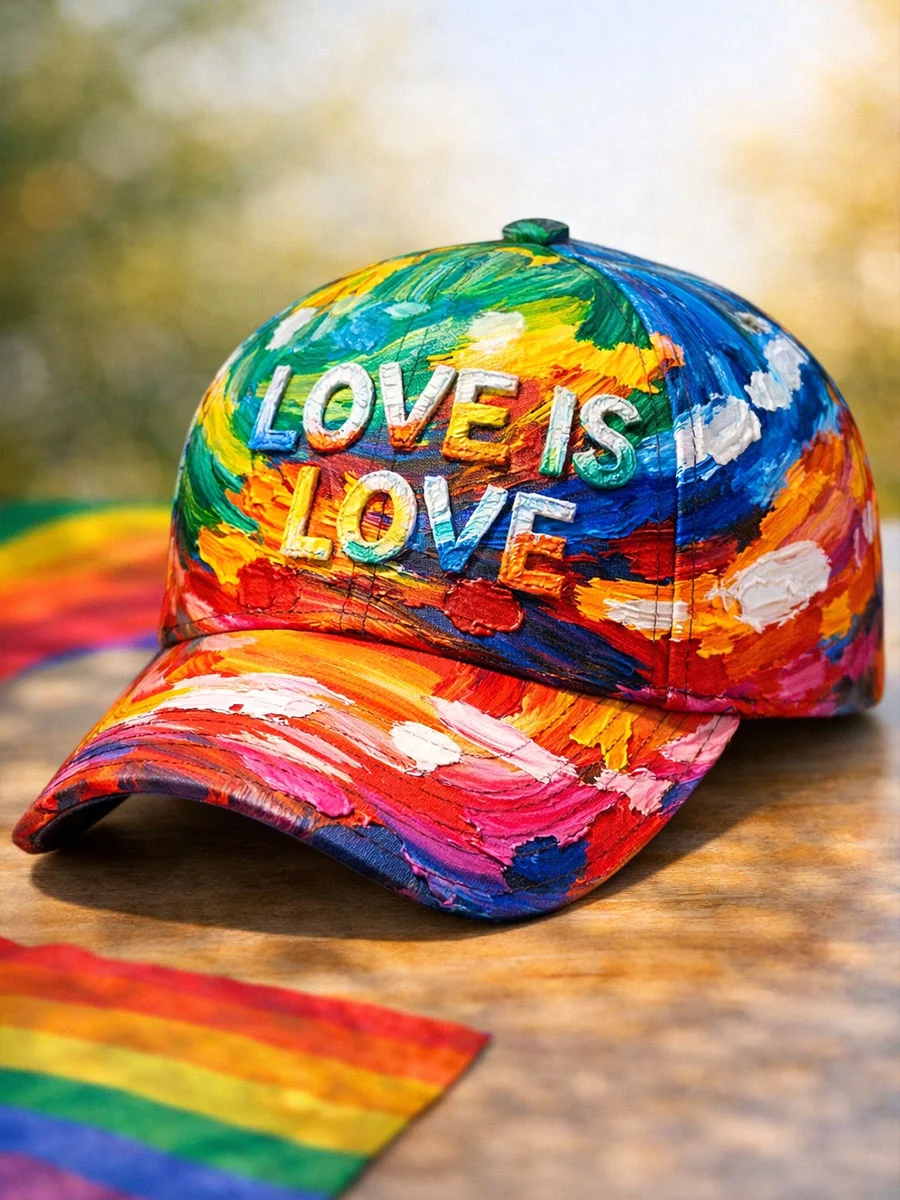 Rainbow Oil-Paint Style "Love Is Love" Baseball Cap