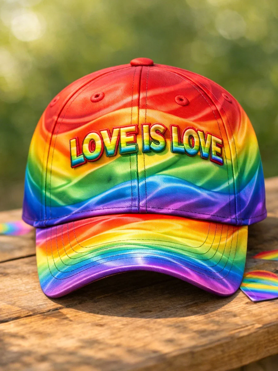 "Equality Hurts No One" Retro Rainbow Embroidered Pride Month Art Print Hat