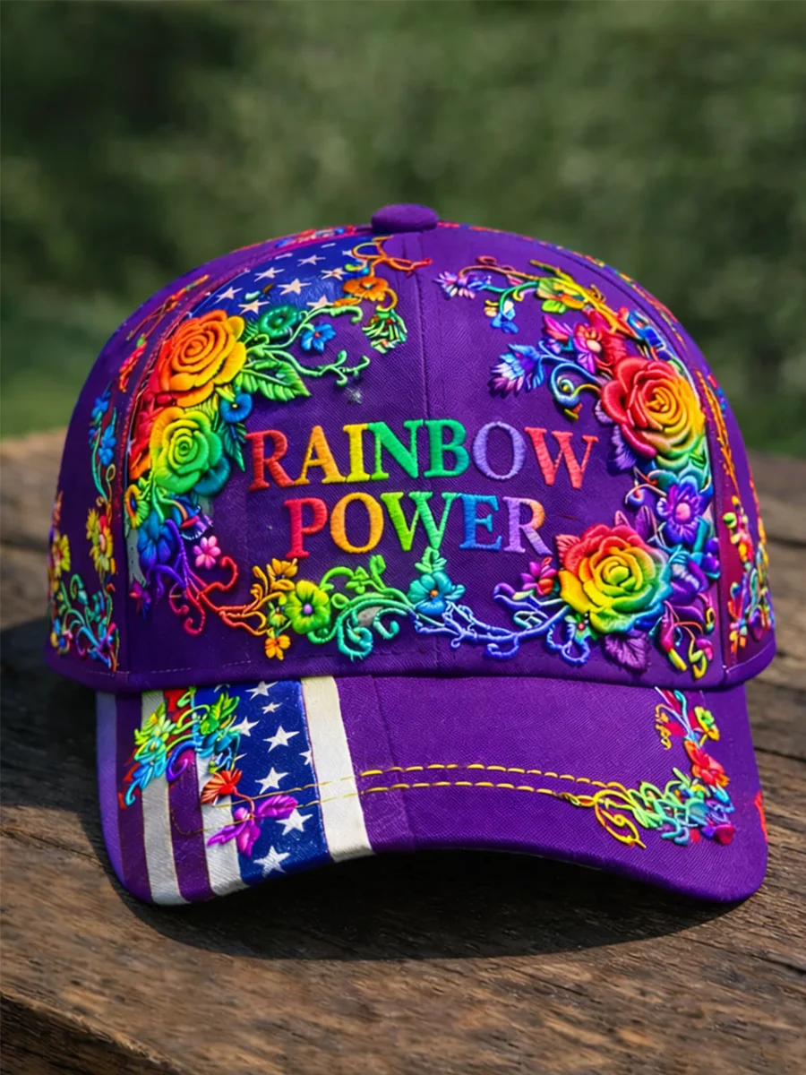 Rainbow Floral Art Print Casual Cap