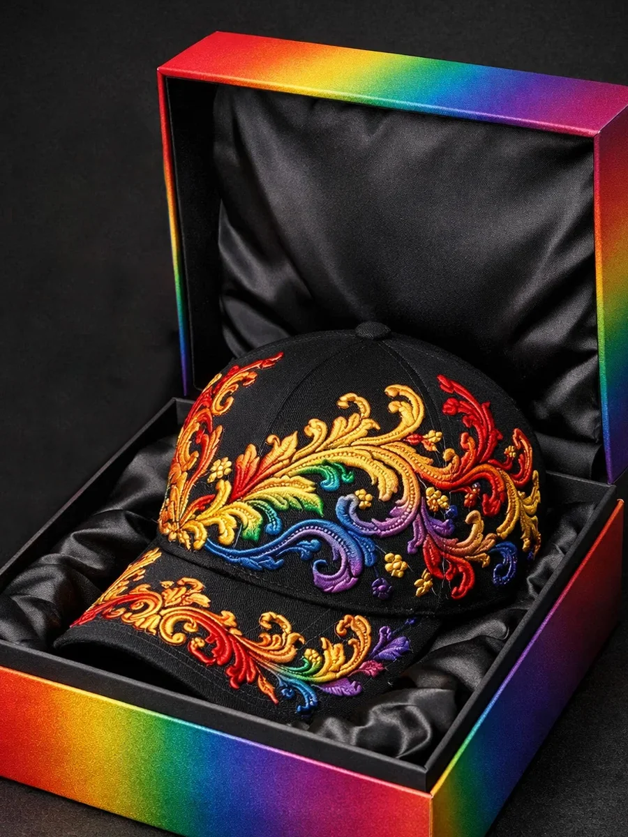 Rainbow Floral Art Print Casual Hat