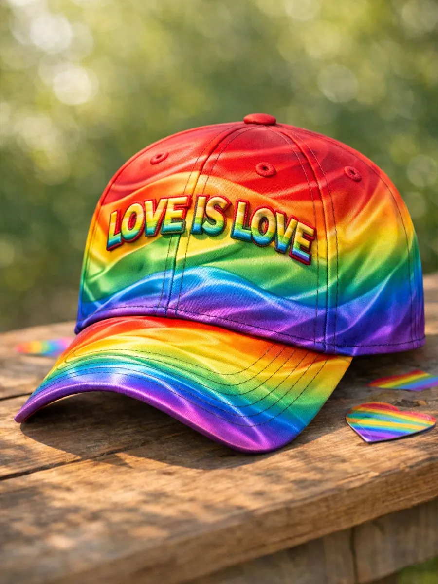 "Equality Hurts No One" Retro Rainbow Embroidered Pride Month Art Print Hat