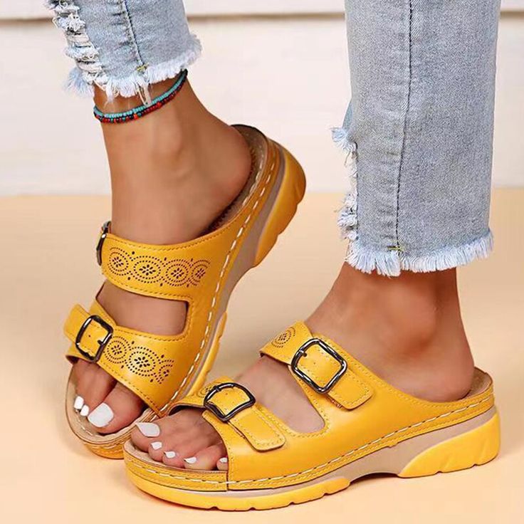 <Jun New>-Breathable Orthopedic Adjustable Ladies Leather Sandals