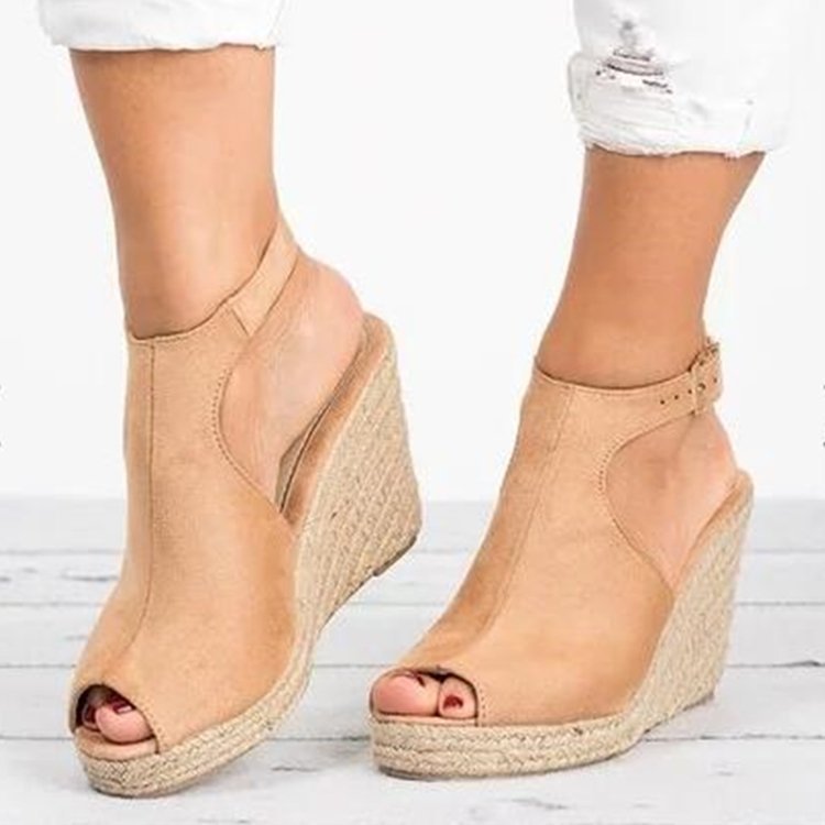 <Jun New>Women Espadrilles Wedges Open Toe Ankle Strap Sandals
