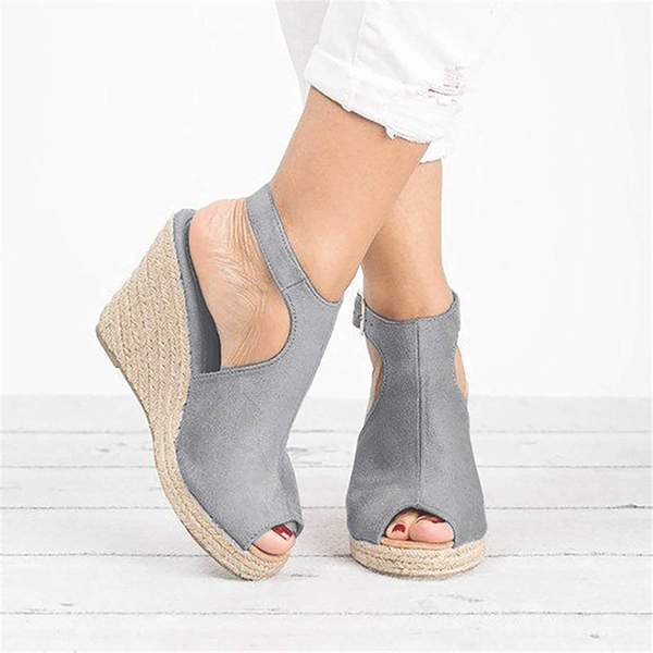 <Jun New>Women Espadrilles Wedges Open Toe Ankle Strap Sandals