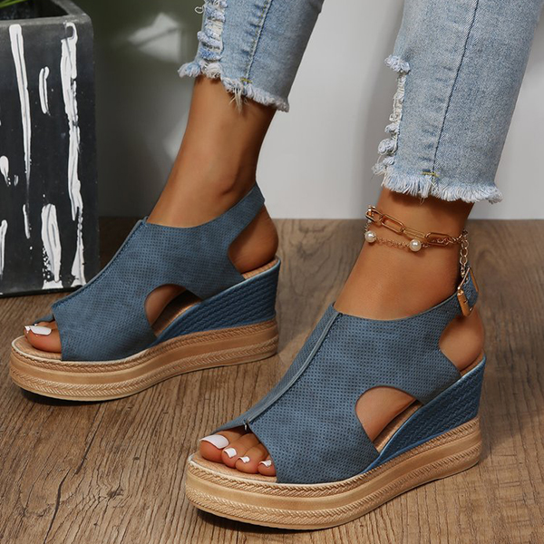 2024 Womens Platform Open Toe Buckle Ankle Strap Wedge Casual Sandals