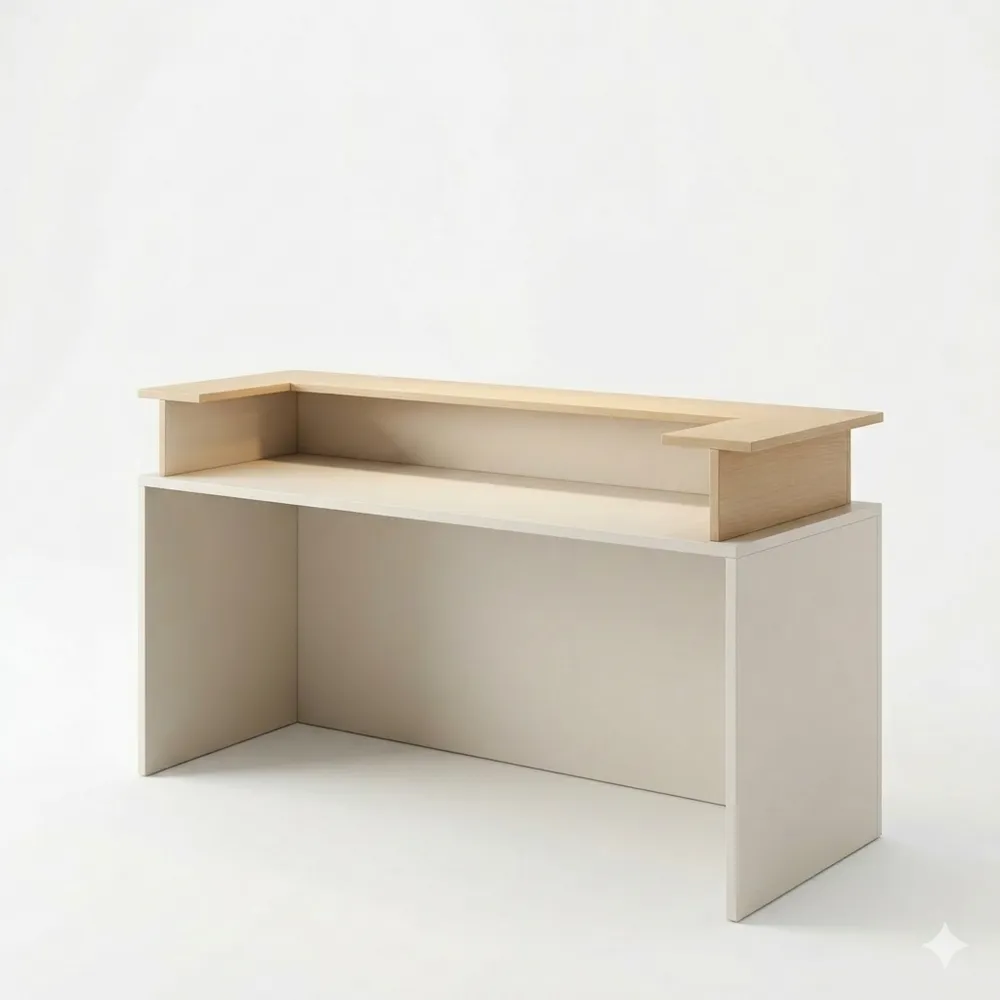 Moderne Empfangstheke aus Holz mit Schubladen, ideal für kleine Räume (100 cm, Beige)