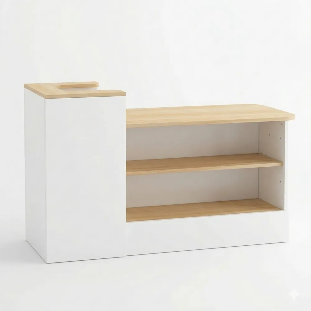 Moderne Empfangstheke mit Schubladen, 120 cm, Nussbaum