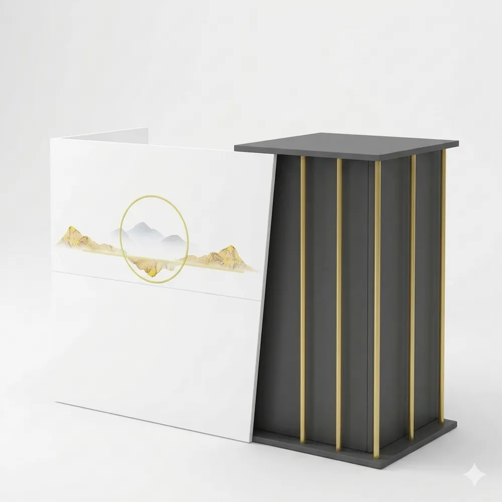 Moderne Empfangstheke mit Schubladen und Stauraum